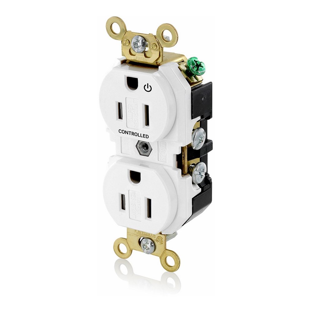 LEVITON 5262-1PW WHITE DUPLEX RECEPTACLE SPLIT WITH 1 PLUG CONTROLLED