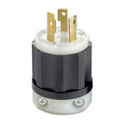 30 Amp, 277 Volt, NEMA L7-30P, 2P, 3W, Locking Plug, Industrial Grade, Grounding - Black-White