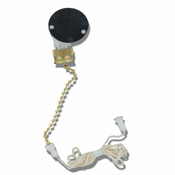 Pull chain switch, two speed-three position 3A-250V AC, 1/4 HP 125-250V AC  With push-in wiring No.6 chain 3 3/4 inches long.