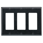 3-Gang Decora/GFCI Device Decora Wallplate, Standard Size, Thermoset, Device Mount, Black