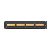 GigaMax 5e Universal Patch Panel, 48-port, 2RU, CAT 5e.  Cable Management bar included. Centralized labeling.