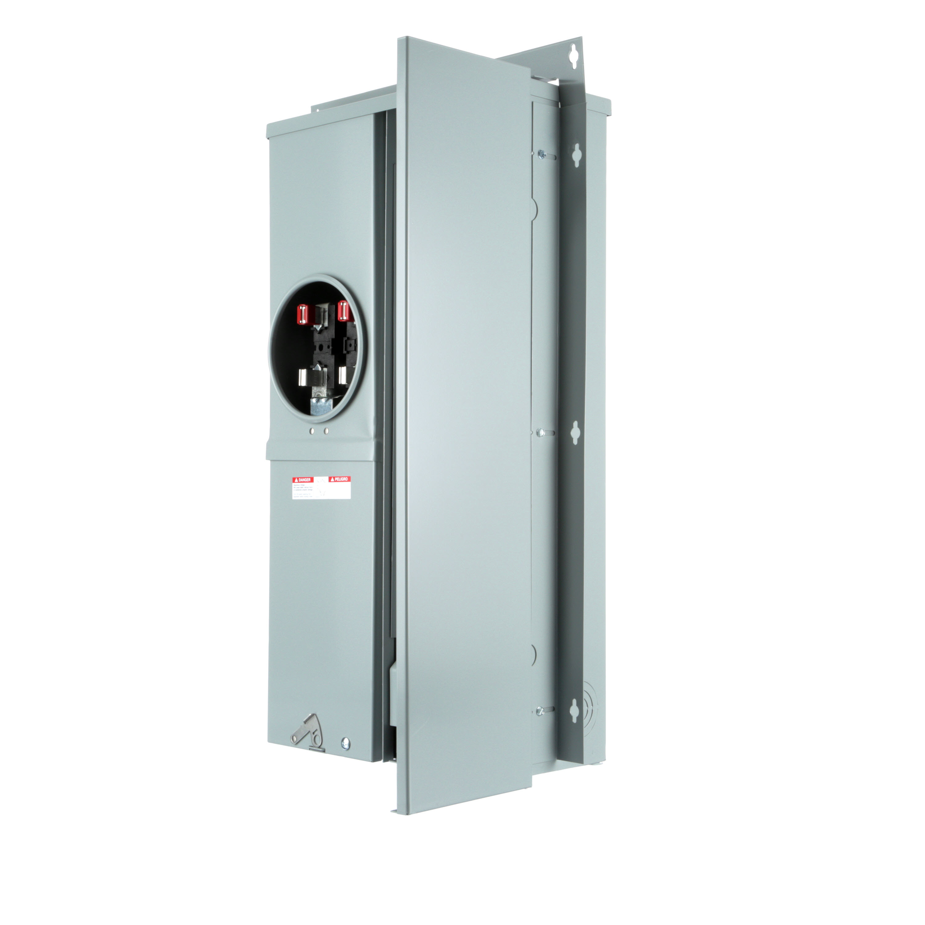 SIEMENS LOW VOLTAGE METER MAIN. MAIN LUG 2 (1 INCH) SPACES INTERIOR ALLOWING MAX 2 CIRCUITS. 4-JAW METER / 1-PHASE SYSTEM RATED 200A. SPECIAL FEATURES OH/UG FEED, RING TYPE COVER, FLUSH MOUNTING, EUSERC APPROVED