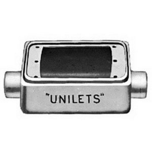 UNILETS FSC Shallow Depth 1-Gang Cast Device Box, Number Of Outlet: 2, Material: Copperfree (4/10 Of 1 PCT Maximum) Aluminum, Size: 1/2 IN, Cable Entry: (2) 1/2 IN Hub, Cubic Capacity: 25 CU-IN, Knockouts: No, Height: 4.56 IN, Width: 2.81