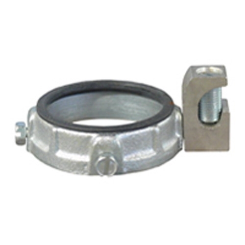 Insulated Grounding Bushing With Aluminum Lay-In-Lug, Size: 1 IN, Material: Malleable Iron, Finish: Zinc Electroplated Body, Tin Plated Lug, Temperature Rating: 150 DEG C, Dimensions: 0.56 IN Height X 1-3/4 IN Diameter, Cable Size: 14 AWG Solid - 2/0 AWG Stranded, Turning Radius: 1.69 IN, Standard: UL 467, E6581, CSA C22.2 No. 41, NEMA FB-1, For Use With Threaded Rigid Metal Conduit And IMC