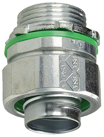 Straight Liquid Tight Connector, 1 in. Size, Threaded connection, Steel material, Zinc Plated Finish