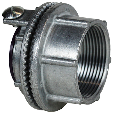 Watertight Hub, 1/2 in. Size, Zinc Alloy material, Threaded connection, Die Cast construction, Grounding Lug