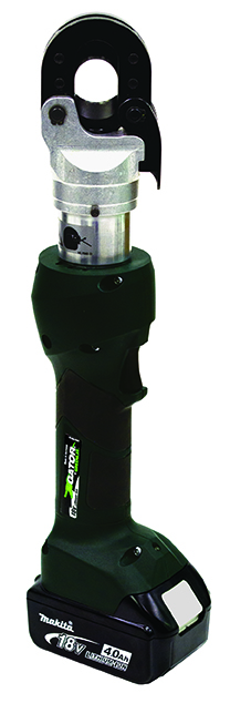 Gator® Wire Cutter 25mm ESG25LX Bare Tool.  Equipped with Bluetooth™ Communication enabled via the Greenlee Gator Eye app.  Features LED display screen communicating pressure and battery levels as well as tool diagnostics with real-time tool feedback.  Designed primarily to cut distribution ACSR cable.  Powerful state of the art 18V lithium ion (Li-ion) battery.  LED light provides the operator with the battery charge and tool maintenance status.  In-line tool style is light weight and very easy to control.  One trigger controls all tool functions.  Cutting head rotates 350°.  Tool automatically retracts when the cutting cycle is complete.  Overmolded tacky grip areas make gripping the tool easier and more comfortable.  LED work light illuminates dark work areas.  Uses bio-degradable oil.  Smart Chargers control the charging current, charging voltage and battery temperature to maximize battery life.
