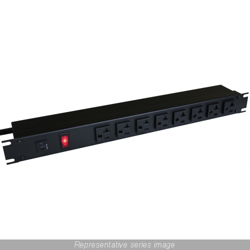 HAMMOND MFG 1589T8C1BKRF OUTLET STRIP - 20 AMP HORIZONTAL RACKMOUNT ...