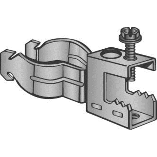 Set Screw Beam Clamp and Push In Conduit Clip (Back Mount) Assembly, Beam Clamp Fits up to 1/2