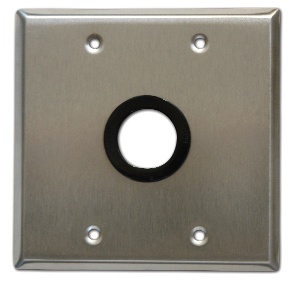 Mulberry; Wallplate; Gang: 2; Cutout: (1) 1 IN Feed Thru; Material: Stainless Steel/Metal; Color: Smooth White; Mounting: Rubber Grommet; Finish: Powder Coated