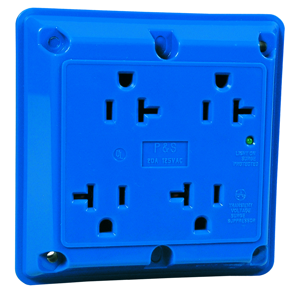 P&S 420-BLSP : TVSS QUAD RECEPTACLE 20A 125V BLUE | Gordon Electric ...