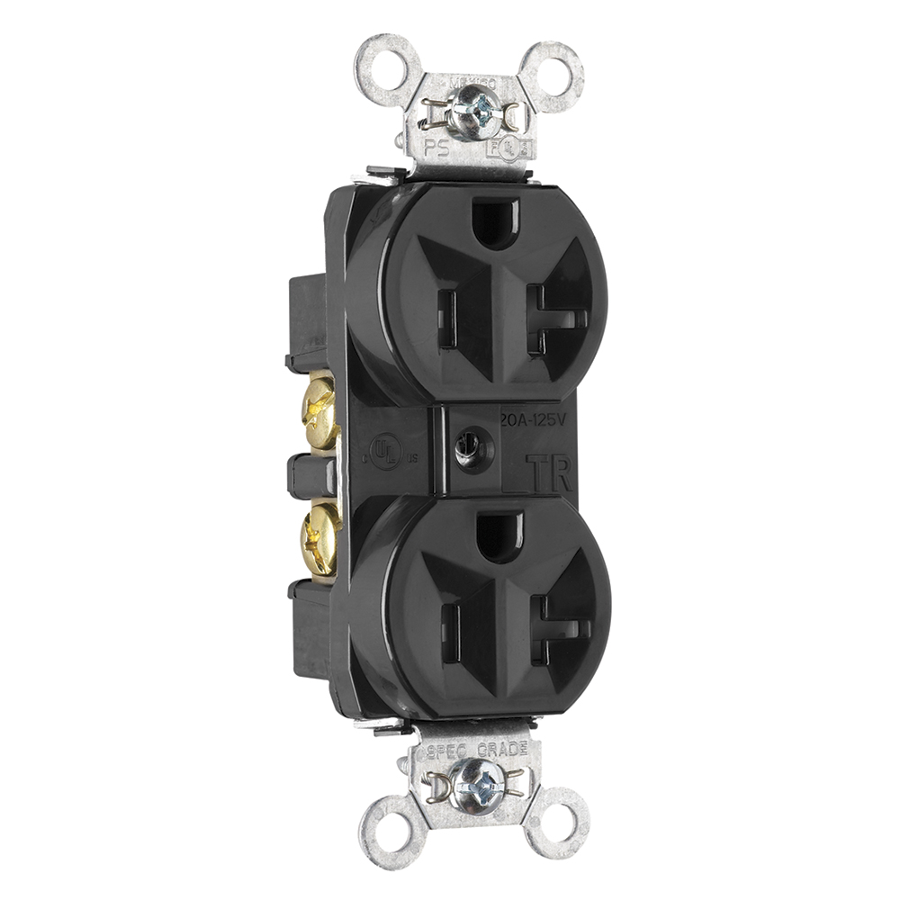 Pands Tr5362 Bk Duplex Receptacle Tamper Resistant Back And Side Wire 20a125v Black Gordon 0114