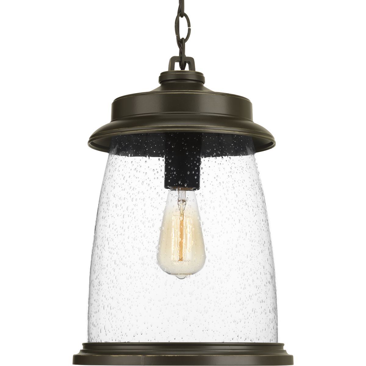 Conover is an outdoor lantern collection featuring nautical influences. A protective die cast ring surrounds beautiful clear seeded glass. Vintage metallic finishes are available for this collection that is sure to enhance curb appeal for a variety o...