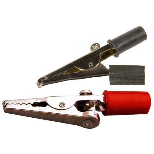 Alligator Test Clips Molded Handle Red Screw Type 2-1/4" - Molded Handle Screw Type Alligator Clips for electrical workAlligator Test Clips Molded Handle Red 2-1/4" features include:  Molded Handle Screw Type Alligator clips Versatile Steel Clips Rat...