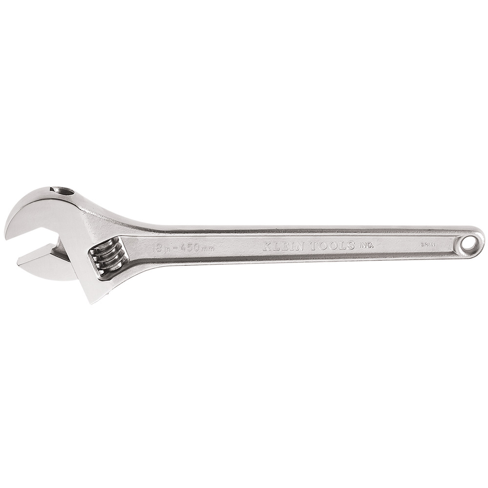 Adjustable Wrench Standard Capacity, 18-Inch, Forged heat-treated alloy steel for light weight and maximum strength