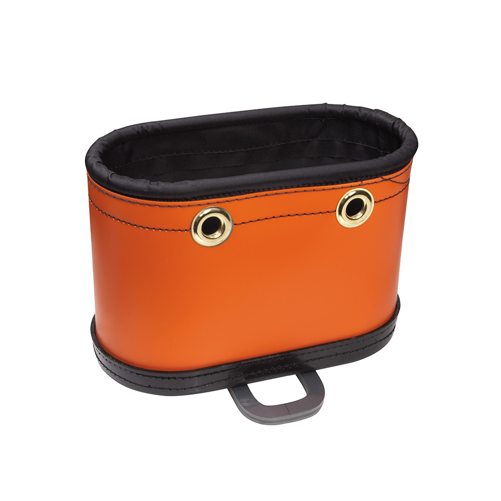 Hard-Body Bucket, 14 Pocket Oval Bucket with Kickstand, Lineman Bucket with kickstand for stability and proper orientation