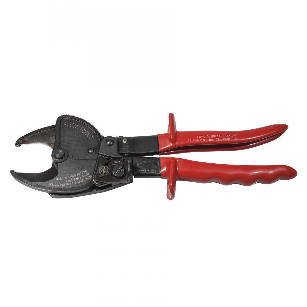 Open Jaw Ratcheting Cable Cutter, Reduced hand force for easier cutting