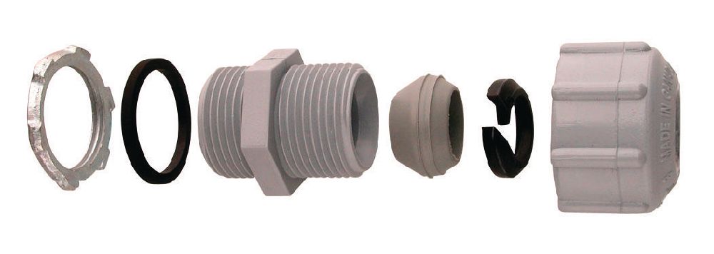 Conduit Fitting, Strain Relief Connector, 1/2-In.